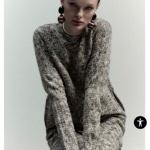 NWOT Zara Knit Sweater Midi Dress in Gray. Size Medium.